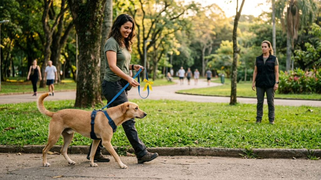 Fita amarela na coleira do cachorro: entenda o significado desse sinal e como agir ao encontrar um animal usando