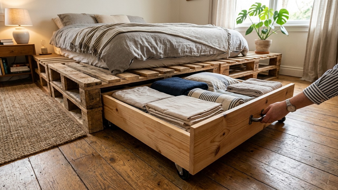 Cama de pallet com gavetas: como montar um móvel funcional, econômico e cheio de estilo para aproveitar melhor o quarto
