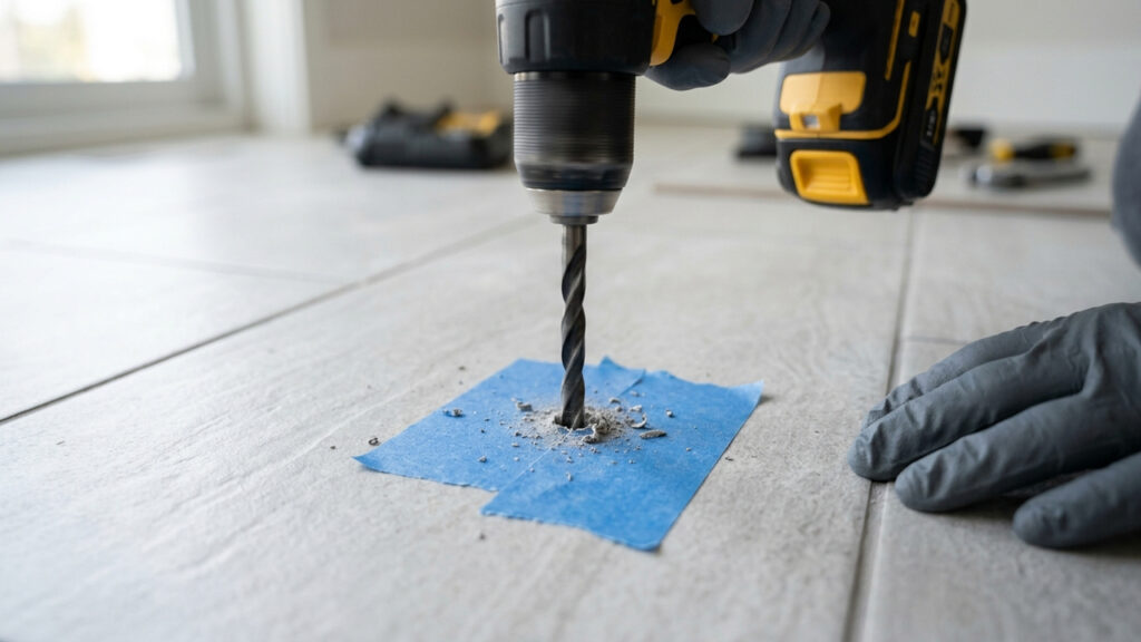 O segredo para furar azulejos do banheiro: o truque simples antes de ligar a furadeira que impede a broca de escorregar e trincar a cerâmica
