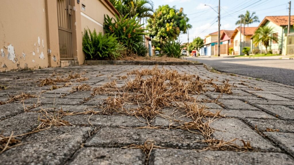 Coloque um copo de água sobre o chão: o truque de 5 minutos que ajuda a eliminar ervas daninhas entre pisos e calçadas