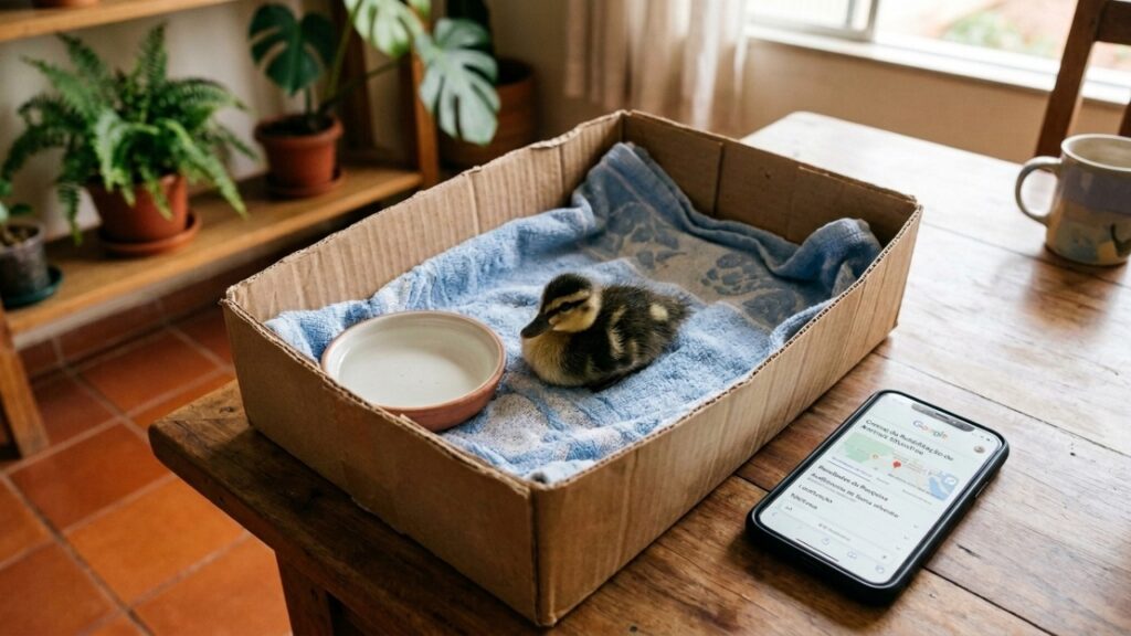 Ele encontrou um filhote de pato sozinho sob um calor sufocante, salvou sua vida e seus cães imediatamente o receberam como parte da família