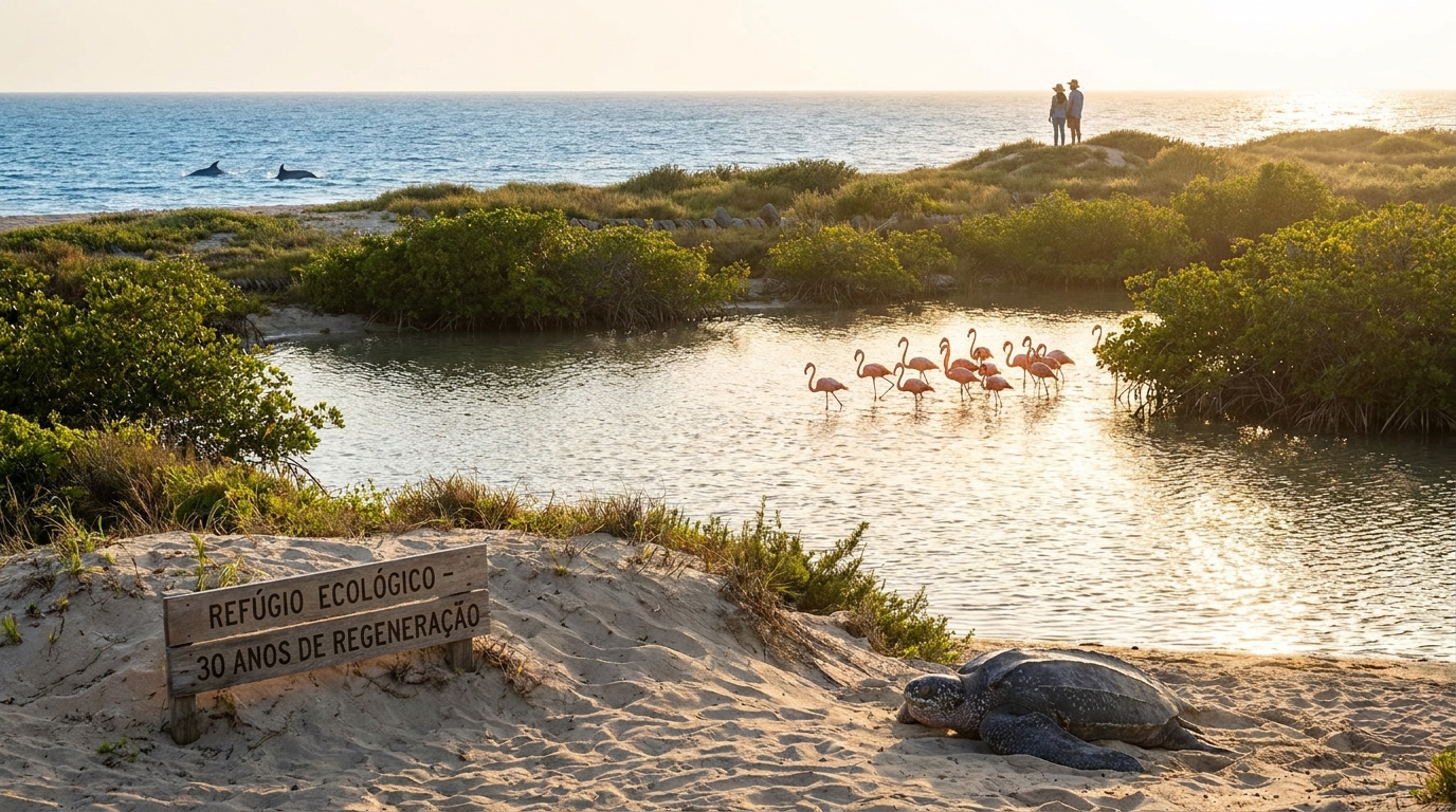 Um casal mexicano comprou uma fazenda de coqueiros falida há 30 anos: o terreno baldio de 140 hectares agora é um refúgio para tartarugas, golfinhos e flamingos
