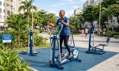 Academia gratuita ao ar livre vira ponto de encontro e atrai adultos acima dos 60 com exercícios simples para fortalecer o corpo e manter a autonomia