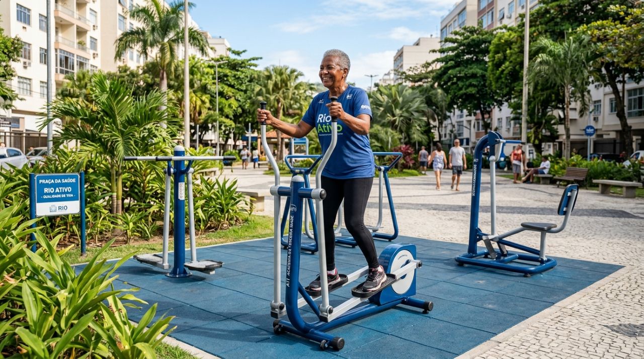 Academia gratuita ao ar livre vira ponto de encontro e atrai adultos acima dos 60 com exercícios simples para fortalecer o corpo e manter a autonomia