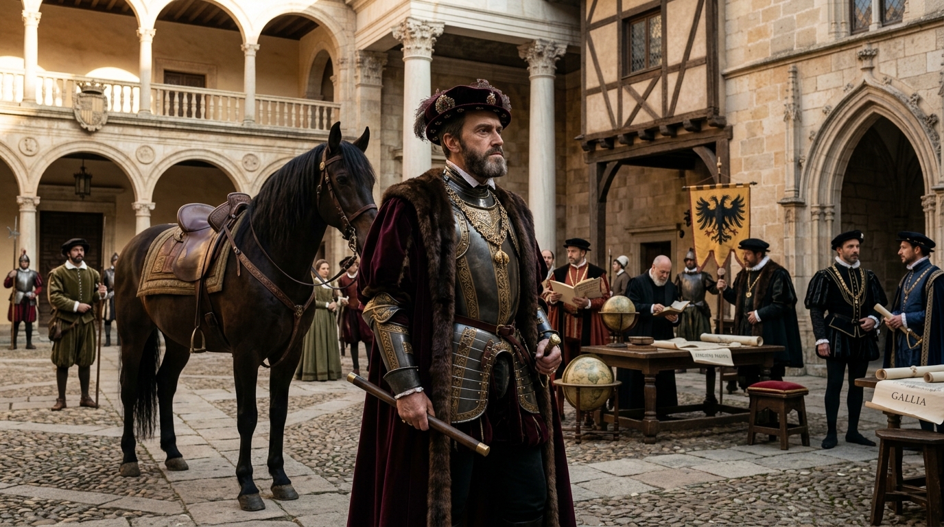 Reflexão do Rei Carlos V: "Falo espanhol com Deus, italiano com as mulheres, francês com os homens e alemão com meu cavalo."