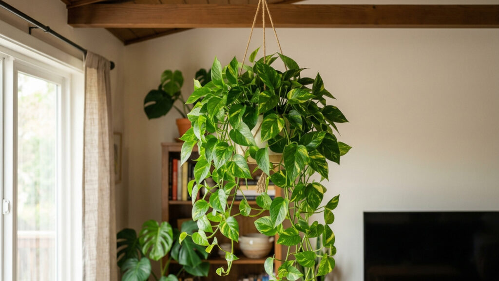 Essa folhagem exuberante é perfeita para varandas de apartamento: ela cria uma mini selva vertical, tolera vento e não exige sol direto