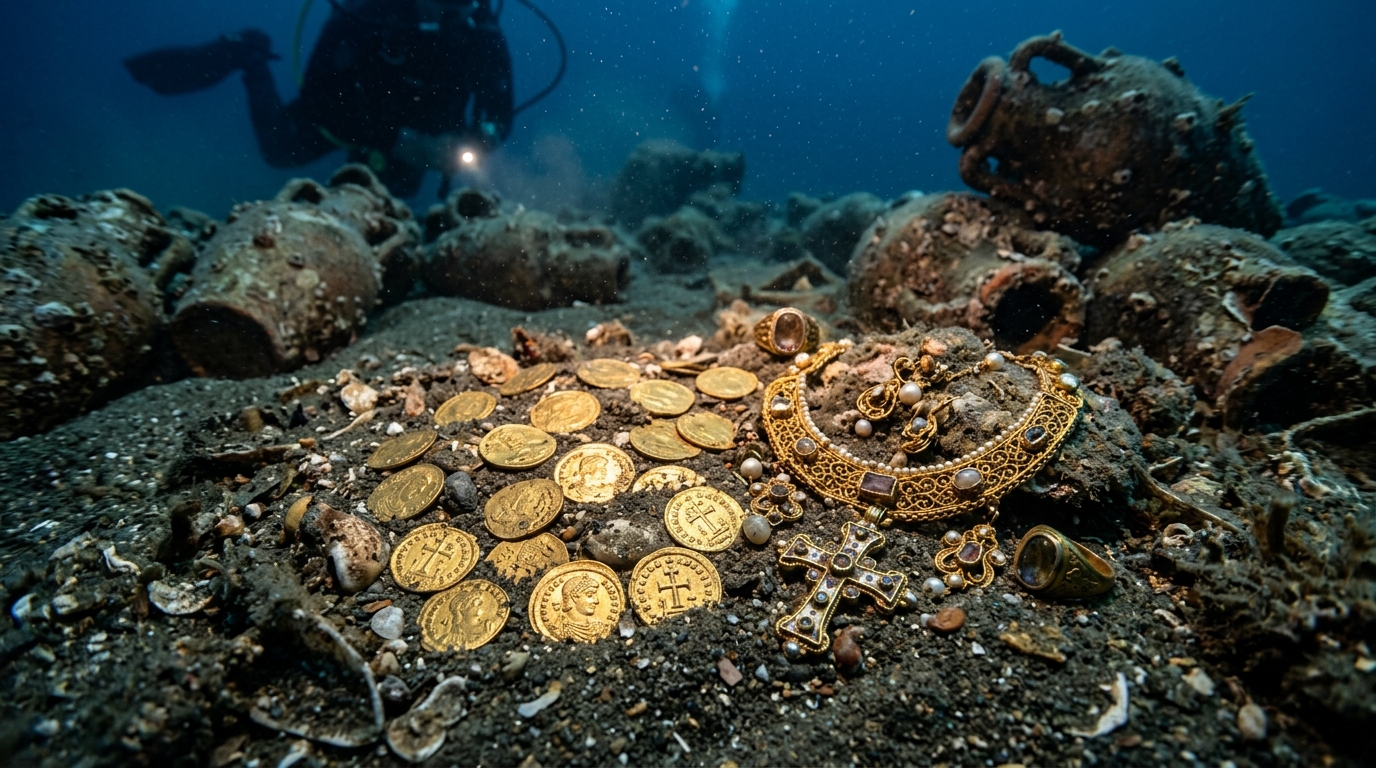 O tesouro de ouro foi enterrado no Mar Mediterrâneo por 1.300 anos