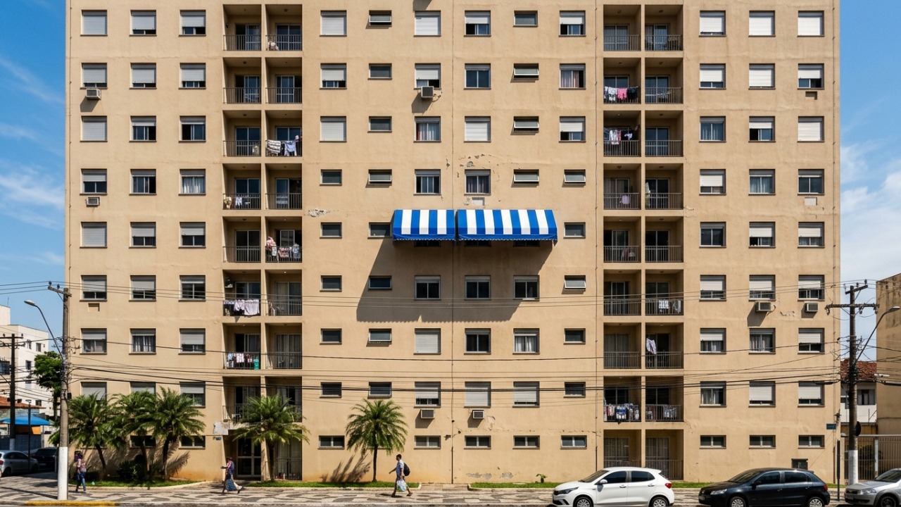 Morador instala toldo na janela para aliviar o calor dentro do apartamento, mas a mudança na fachada acaba virando uma briga no condomínio