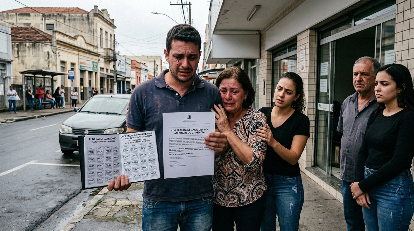 Filho paga plano funerário do pai por 12 anos, na hora do velório a empresa alega carência de cobertura e a família descobre que a regra muda quando a mensalidade nunca atrasou