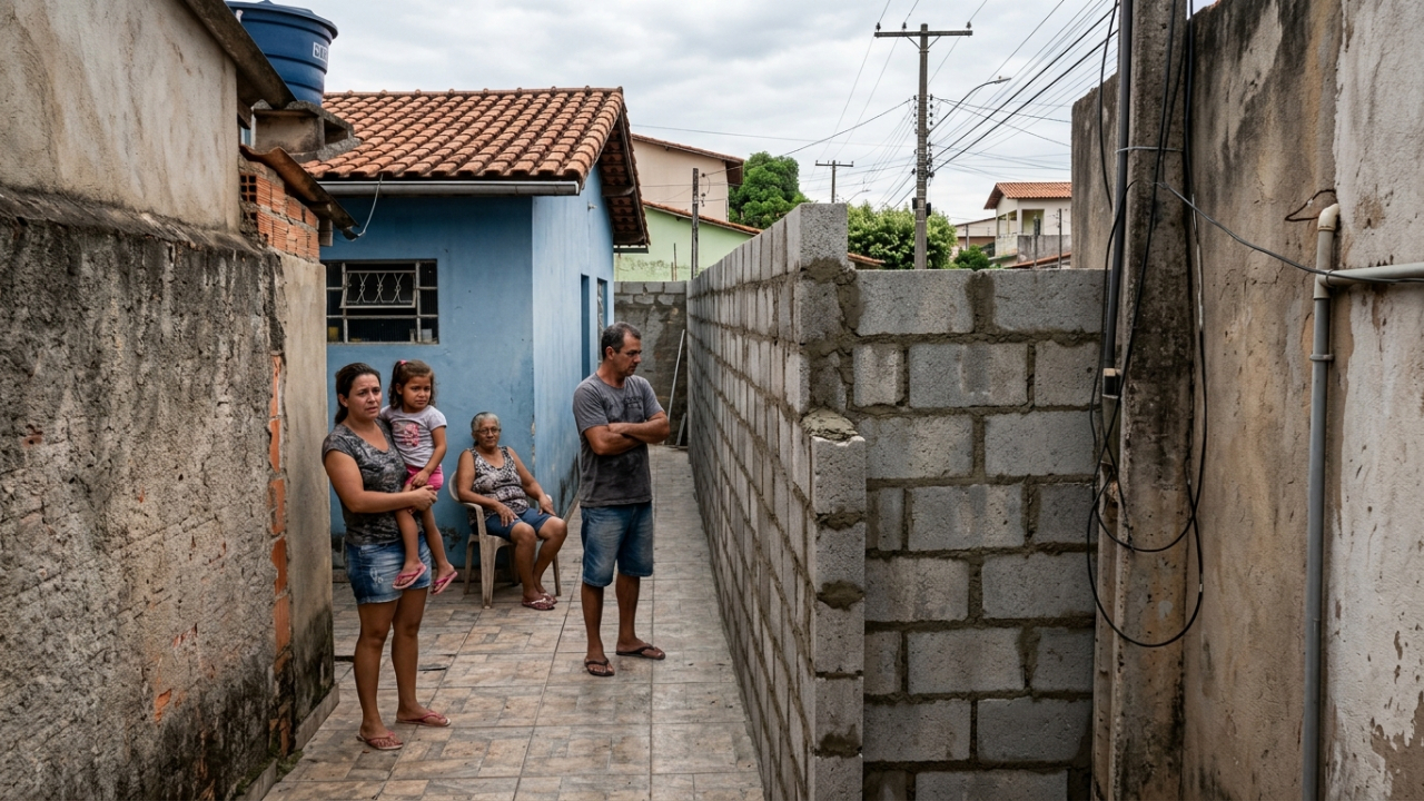 Homem compra terreno vazio, fecha o corredor usado pela família vizinha há décadas e deixa a casa sem saída para a rua