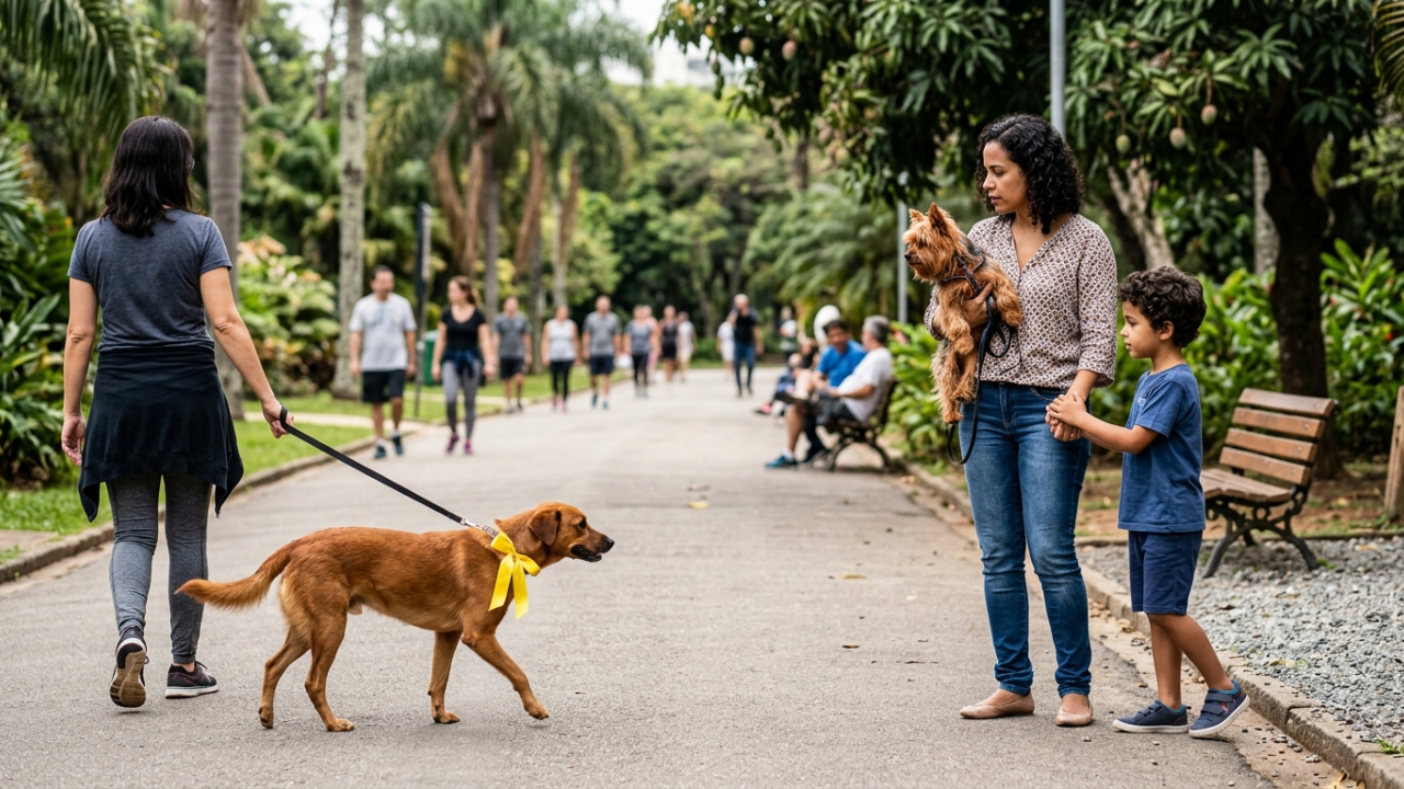 Fita amarela na coleira do cachorro: entenda o significado desse sinal e como agir ao encontrar um animal usando