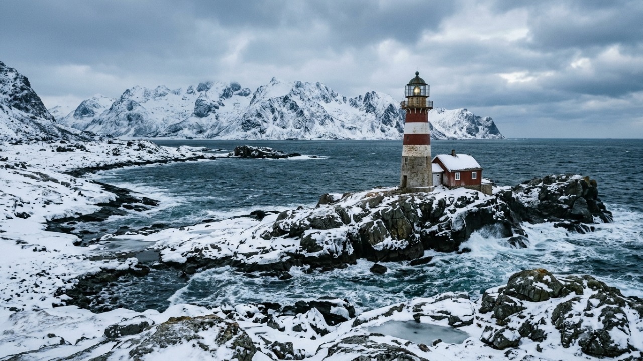 Mulher se muda sozinha para um farol desativado na Noruega e passa a monitorar a migração de baleias na costa gelada