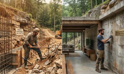 Em 1970, um engenheiro comprou um terreno remoto nos Montes Ozark e, aos poucos, construiu uma casa de concreto armado na encosta; mais de 50 anos depois, seu filho está restaurando-a cômodo por cômodo