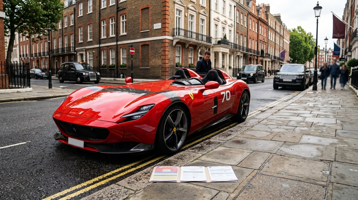A polícia apreendeu sua Ferrari de £3,7 milhões meia hora depois que ele assumiu o volante
