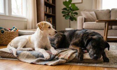 Filhote resgatada não parava de rosnar para ninguém até conhecer outros cães e surpreender com sua transformação