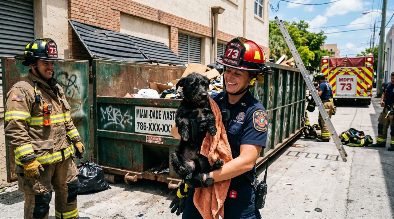 Bombeiros recebem chamado para salvar ‘patinhos’ no lixo e acabam fazendo um amigo para a vida toda