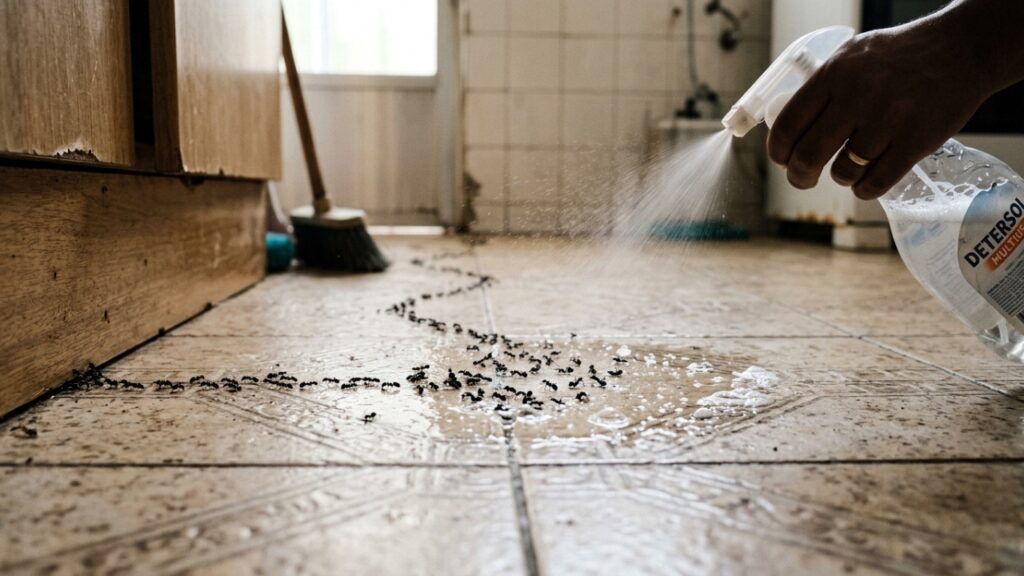 Nem bicarbonato nem veneno: água morna com detergente pode ajudar a afastar formigas de casa de forma simples