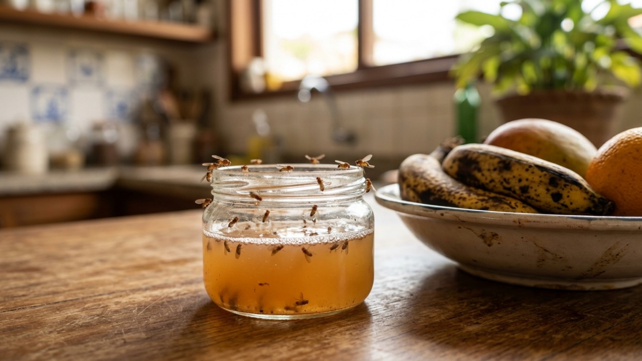 Adeus, mosquinhas das frutas na cozinha: o truque antigo com vinagre e detergente que ajuda a reduzir a infestação na cozinha