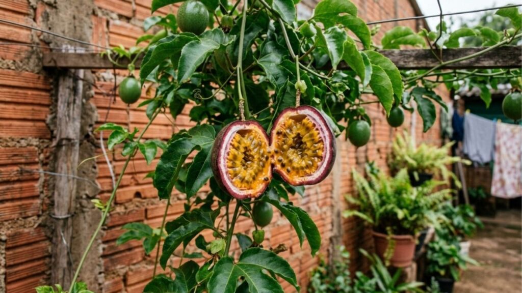 Fruta roxa-azulada com sabor de suco de uva concentrado, cresce fácil em trepadeiras rústicas, destaca-se pela casca grossa e surpreende pela acidez