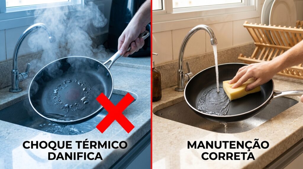 Cozinheiro com 22 anos de profissão diz que quase toda panela antiaderente estraga pelo mesmo hábito na lavagem, e ensina o cuidado que dobra a vida útil