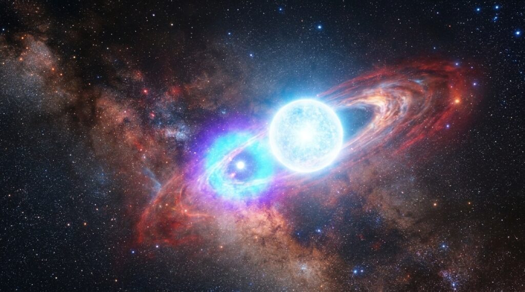 Após mais de 50 anos de mistério, o XRISM identificou uma anã branca orbitando Gamma Cassiopeiae. O material da estrela alimenta o objeto e produz os raios X extremos