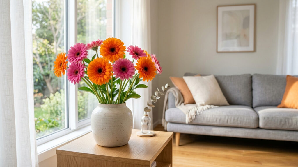 Cultivo de gérbera em vasos internos: como essa flor decorativa atua na filtragem e na redução contínua de benzeno do ar de ambientes fechados