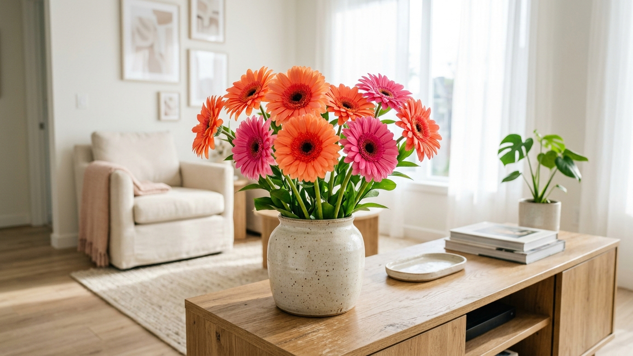 Cultivo de gérbera em vasos internos: como essa flor decorativa atua na filtragem e na redução contínua de benzeno do ar de ambientes fechados