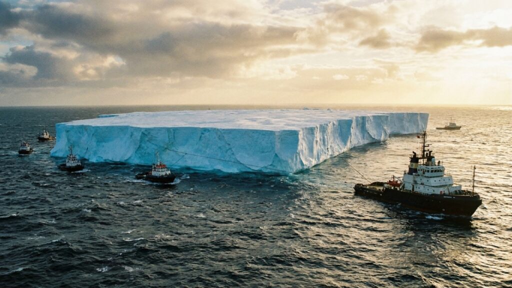Um iceberg foi transportado do Alasca por milhares de quilômetros em 1977 para testar um plano que levaria água doce aos países mais secos do mundo