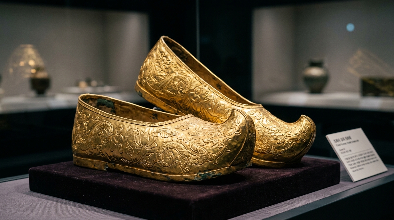Sapatos dourados encontrados em túmulo revelam como antigos povos preparavam seus mortos