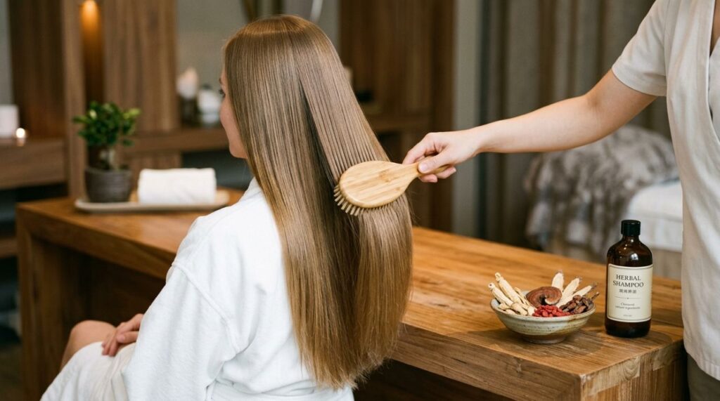 Técnica chinesa para lavar o cabelo chama atenção por seguir passos diferentes do banho comum e promete fios mais limpos, leves e com aparência mais saudável