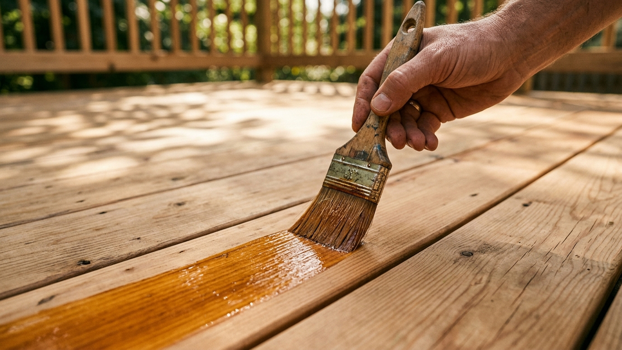 Cuidar de decks de madeira em áreas externas da casa: o cronograma de aplicação de stain náutico e lixamento preventivo contra desgastes do sol