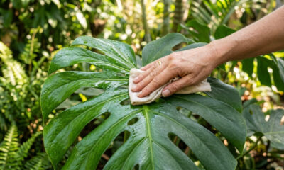 Misturar chá de camomila frio com gotas de vinagre branco: para que serve a solução suave para limpar folhas de plantas e devolver o brilho natural