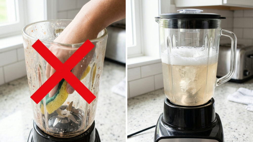 Limpar o liquidificador do jeito certo: o risco oculto de cortar os dedos na hélice e o truque com água morna que limpa o aparelho sozinho