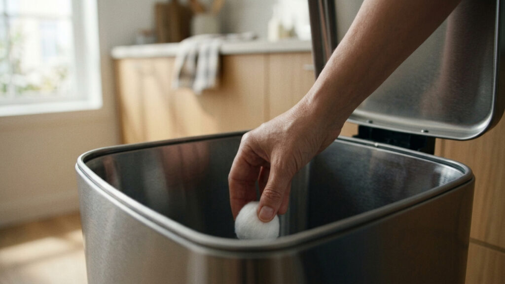 Colocar algodão embebido em óleo essencial de capim-limão no fundo do cesto: a dica aromática para manter a lixeira da cozinha sempre cheirosa
