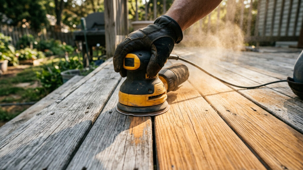 Cuidar de decks de madeira em áreas externas da casa: o cronograma de aplicação de stain náutico e lixamento preventivo contra desgastes do sol