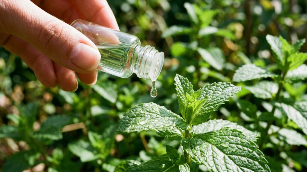 Óleo essencial de hortelã-verde no jardim: como o princípio ativo carvona age no controle natural de fungos e evita a brotação precoce