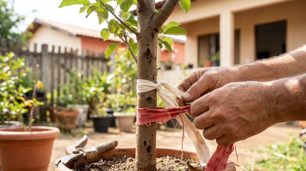 Por que é recomendado amarrar uma fita vermelha em determinadas plantas e para que serve?