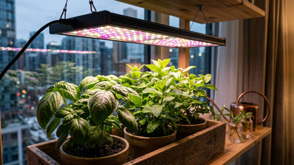 O truque tecnológico para quem mora em apartamento escuro: como usar luzes especiais para fazer as suas plantas crescerem rápido sem a luz do sol
