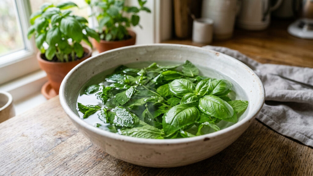 Misturar folhas de manjericão com hortelã em infusão: o repelente natural simples para manter mosquitos e percevejos longe do quintal