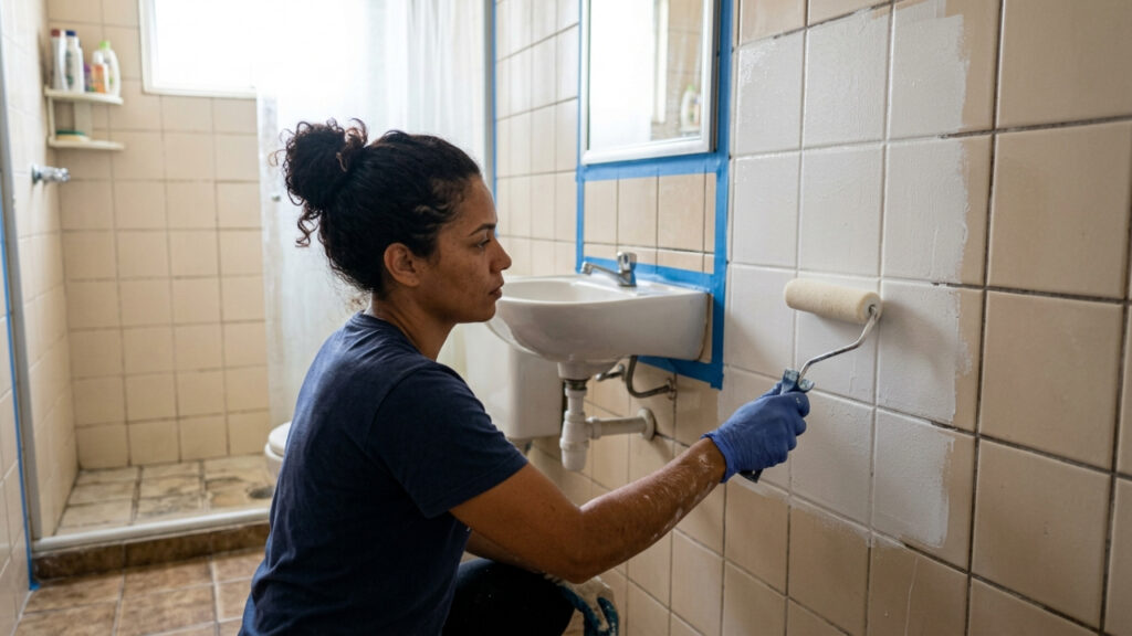 Como renovar azulejos antigos do banheiro com tinta própria sem começar um quebra-quebra