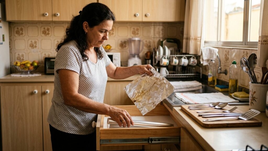 Forrar as gavetas do armário da cozinha com papel alumínio: para que serve esse truque e por que ele é recomendado