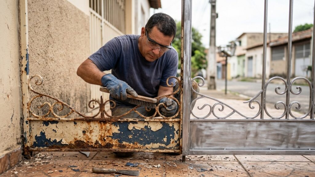 Como recuperar um portão de ferro com ferrugem antes que a corrosão obrigue a trocar partes da estrutura
