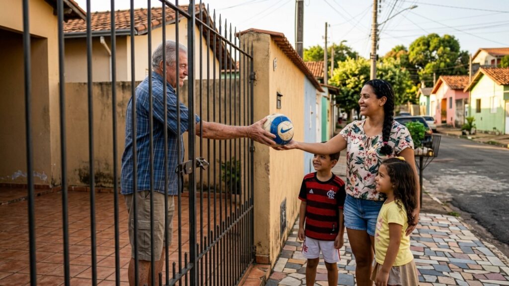 Bola das crianças cai no quintal ao lado, vizinho se recusa a devolver e coloca cadeado no portão, mas o Código Civil tem uma regra específica para esse tipo de situação