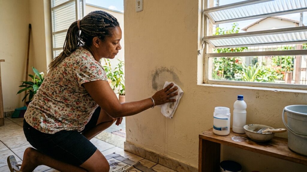 Sem água sanitária nem vinagre: a mistura com bicarbonato e água oxigenada que ajuda a tirar o mofo da parede sem agredir a pintura