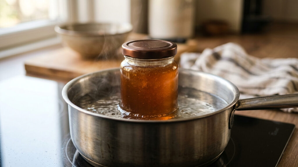 Aquecer o pote de mel em banho-maria por 10 minutos: o truque simples para dissolver os cristais de açúcar sem perder os nutrientes