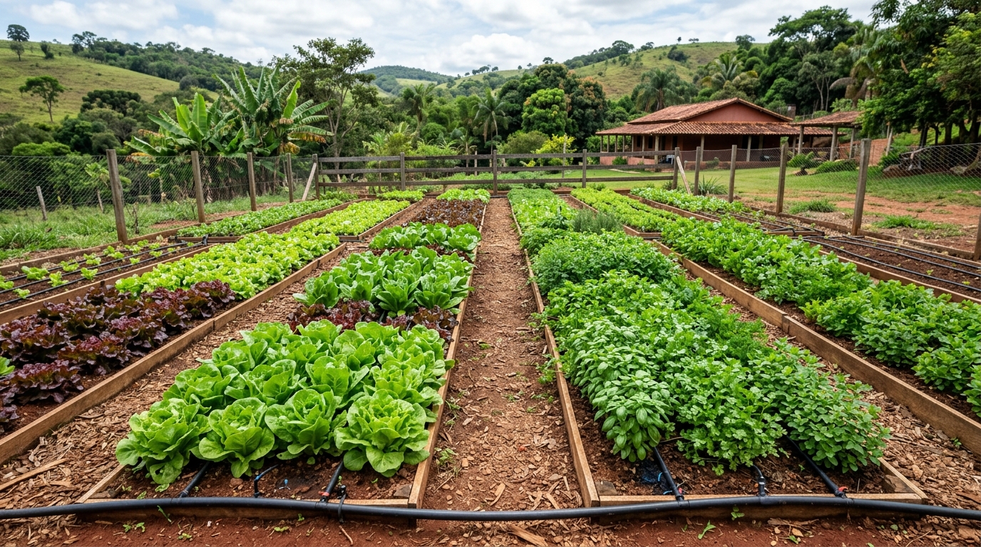 Quanto custa montar uma horta de 80 m² para vender na feira e em quantos meses o investimento em terra, muda e irrigação se paga