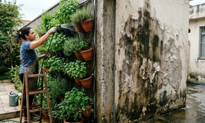 Vizinha instala horta vertical no muro divisório sem consultar o lado de lá a irrigação causa infiltração e o custo do reparo de R$ 8 mil vira disputa judicial sobre quem paga