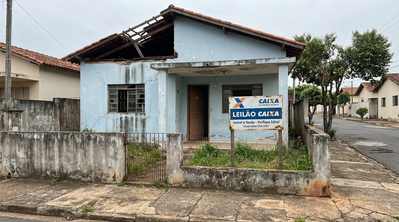Família arremata casa em leilão da Caixa por R$ 190 mil, vai vistoriar e encontra imóvel com telhado desabado e infiltração total, edital dizia "bom estado de conservação" e Caixa alega que comprador aceitou o risco