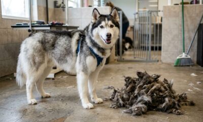Husky com poucas chances de sobreviver surpreende a todos ao mostrar que ainda tinha forças para lutar