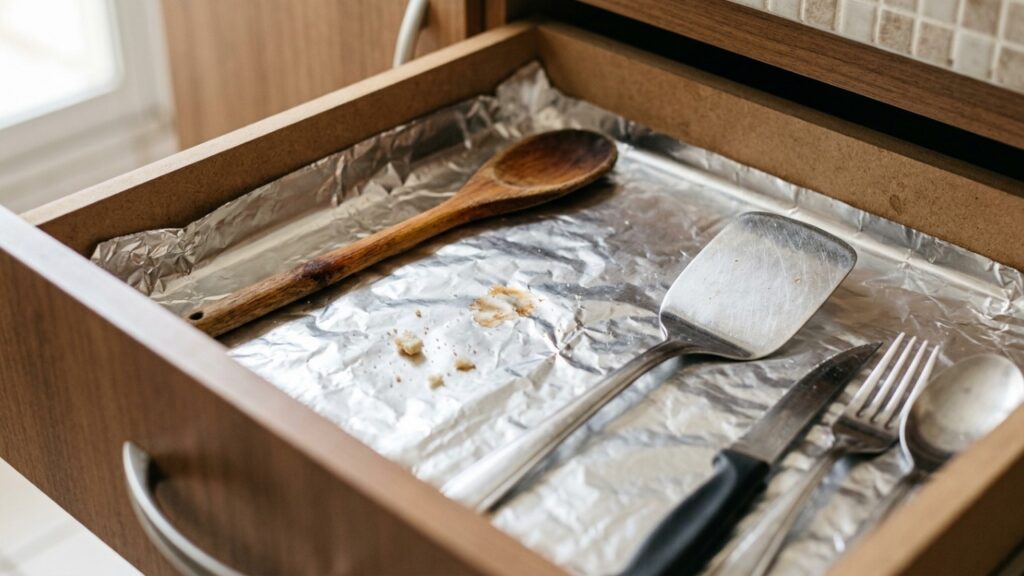Forrar as gavetas do armário da cozinha com papel alumínio: para que serve esse truque e por que ele é recomendado